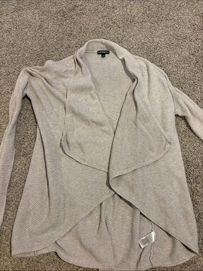 Express Open-Front Draped Cardigan in Light tan